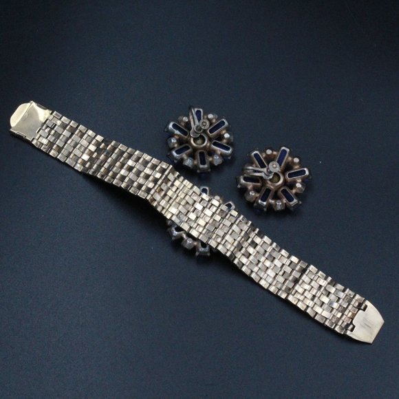 STERLING SILVER VERMIEL BLUE GLASS BRACELET SET - Picture 6 of 6